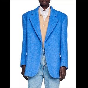 NWT Sandro Bleu Oversized Meg Blazer Size 38 US 6